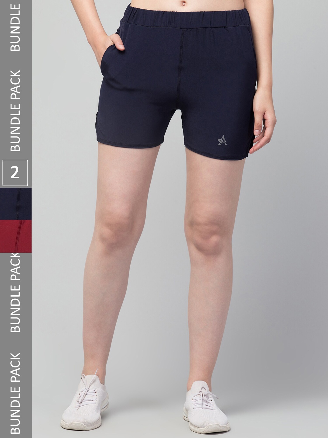 

Lebami Women Pack Of 2 Training & Gym Sports Shorts with e-Dry Technology, Maroon