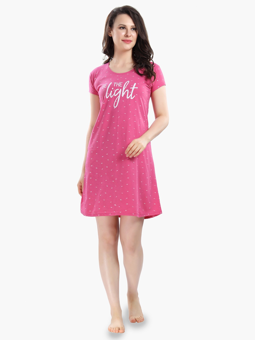 

DZZO Conversational Printed Pure Cotton Nightdress, Pink