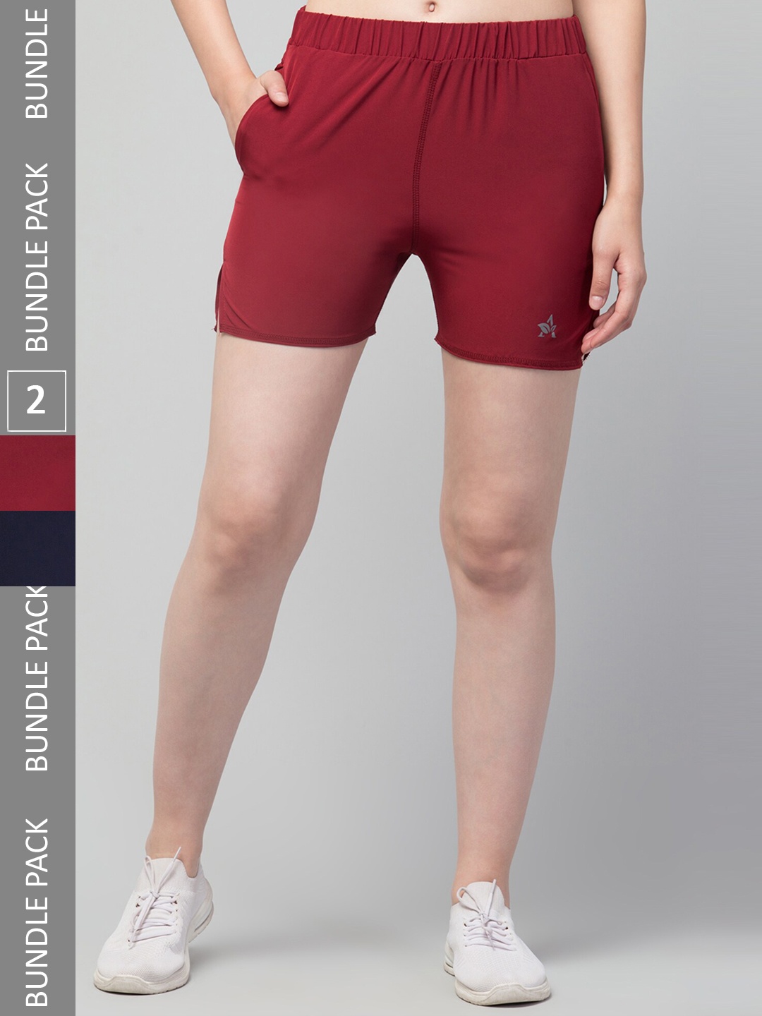 

Apraa & Parma Women Pack Of 2 Mid Rise Sports Shorts, Maroon