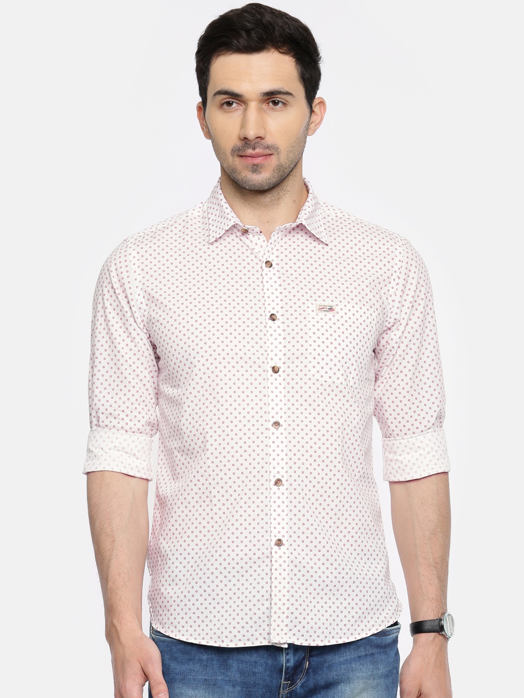 

U.S. Polo Assn. Denim Co. Men Off-White Printed Casual Shirt