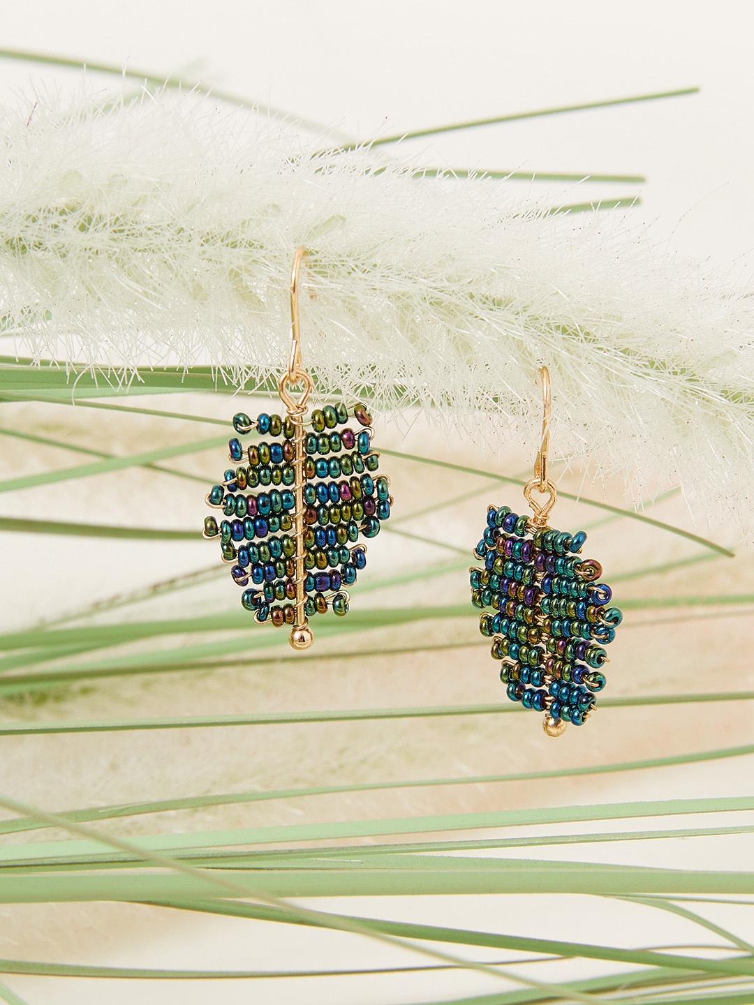 

Accessorize Beaded Leaf Earrings, Gold