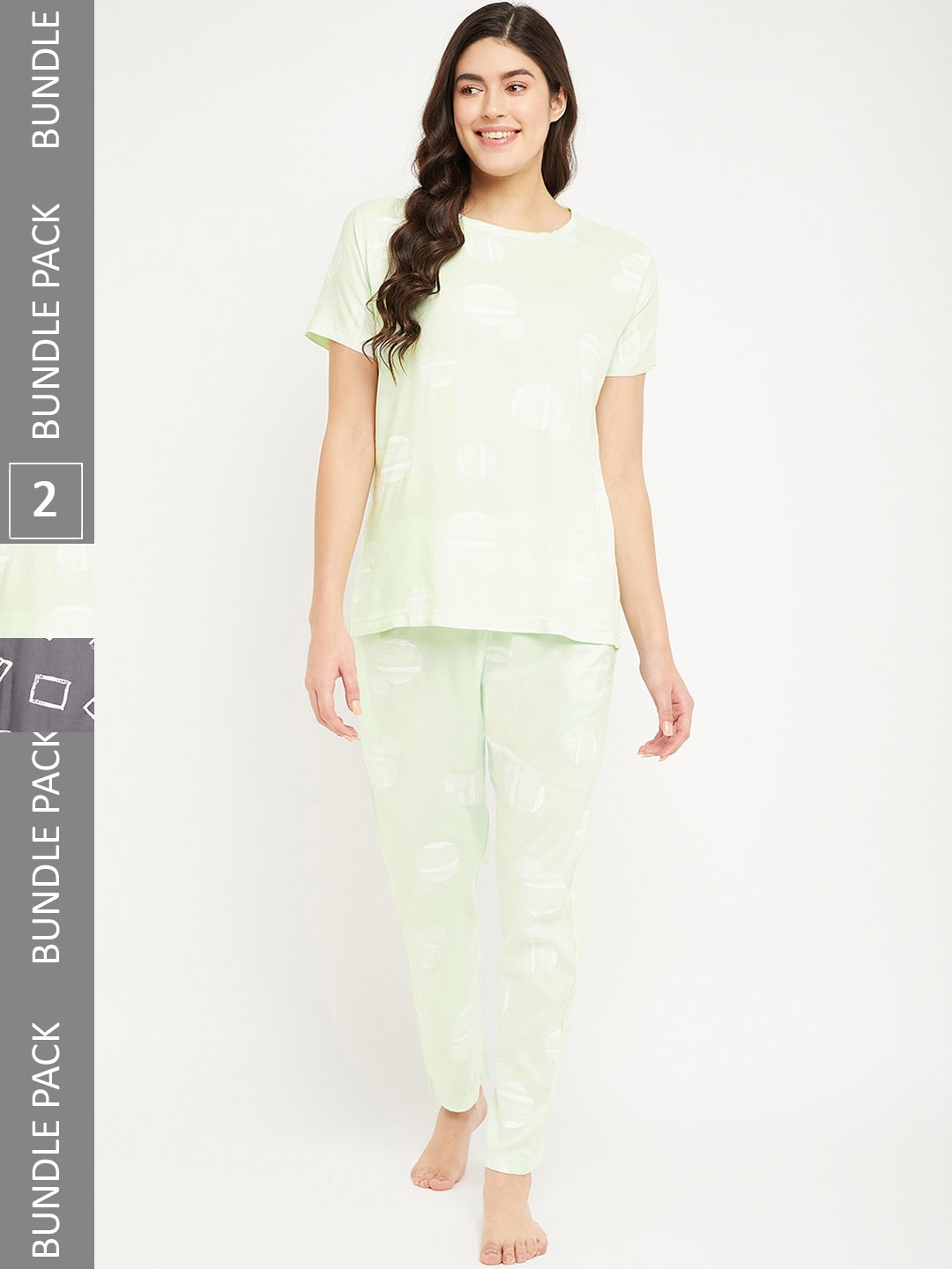 

FirstKrush Pack Of 2 Printed Pure Cotton Night suit, Green
