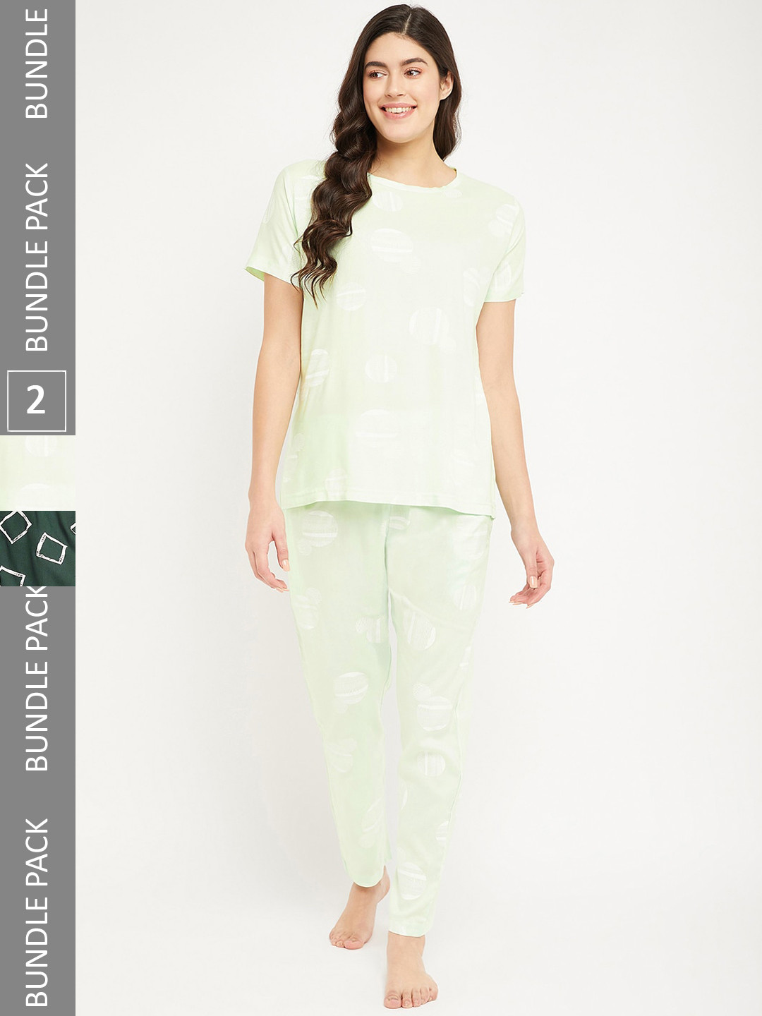 

FirstKrush Pack Of 2 Printed Pure Cotton Night suit, Lime green