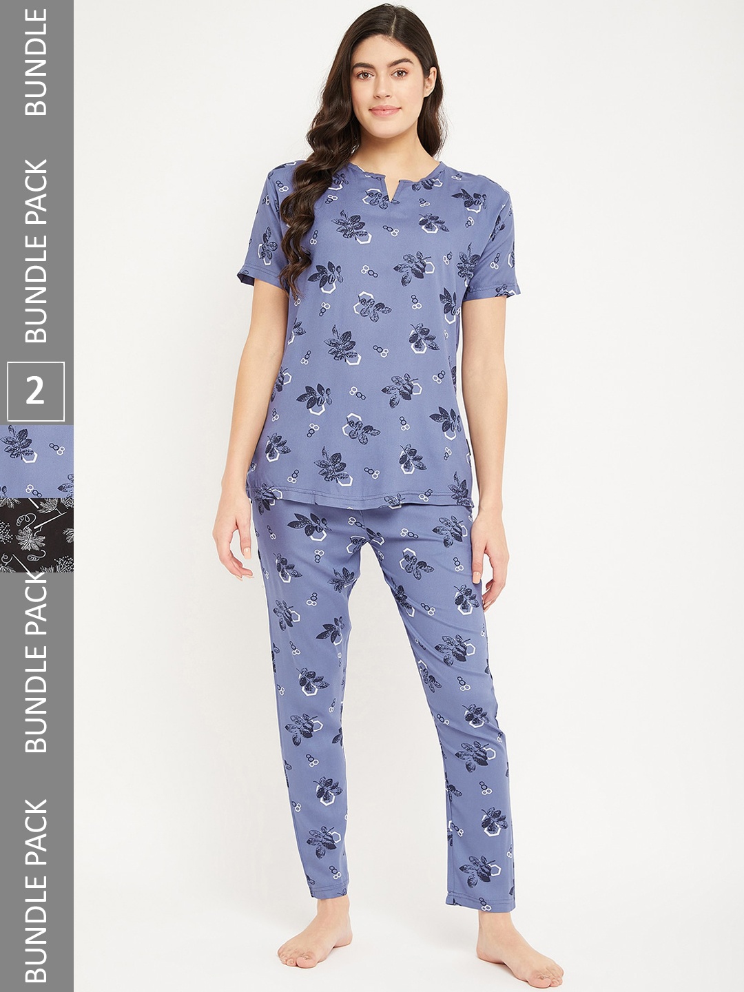 

FirstKrush Pack Of 2 Printed Pure Cotton Night suit, Grey