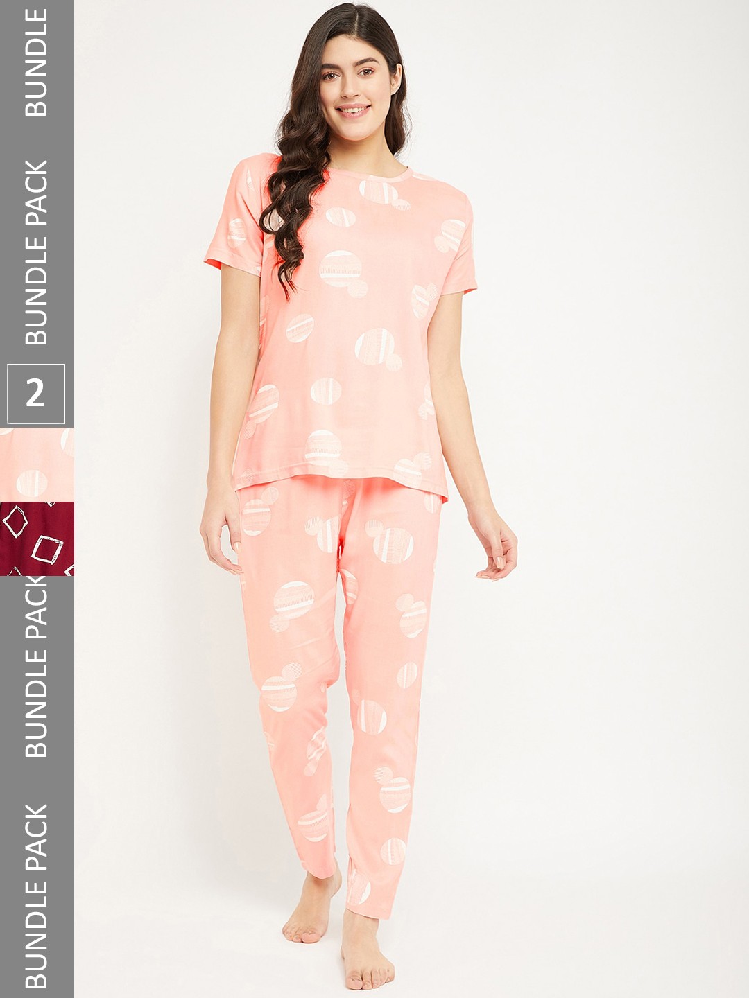 

FirstKrush Pack Of 2 Printed Pure Cotton Night Suit, Peach