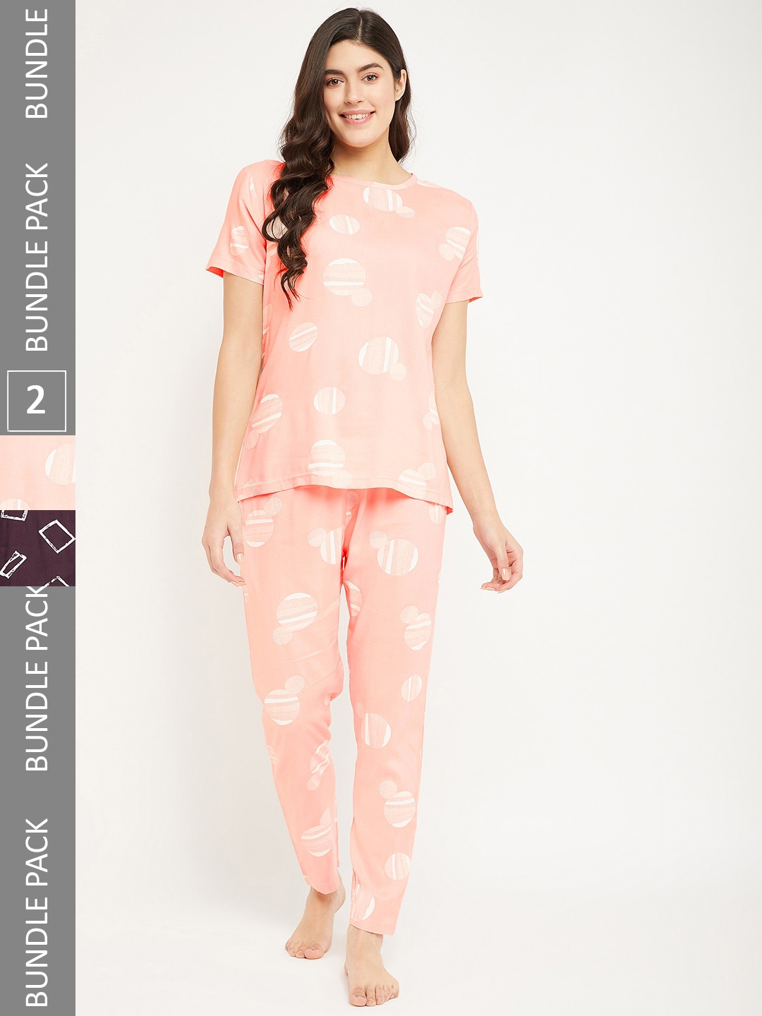 

FirstKrush Pack Of 2 Printed Pure Cotton Night suit, Peach