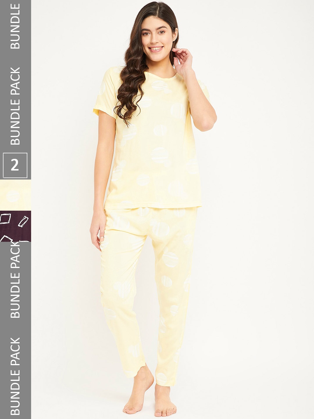 

FirstKrush Pack Of 2 Printed Pure Cotton Night suit, Yellow