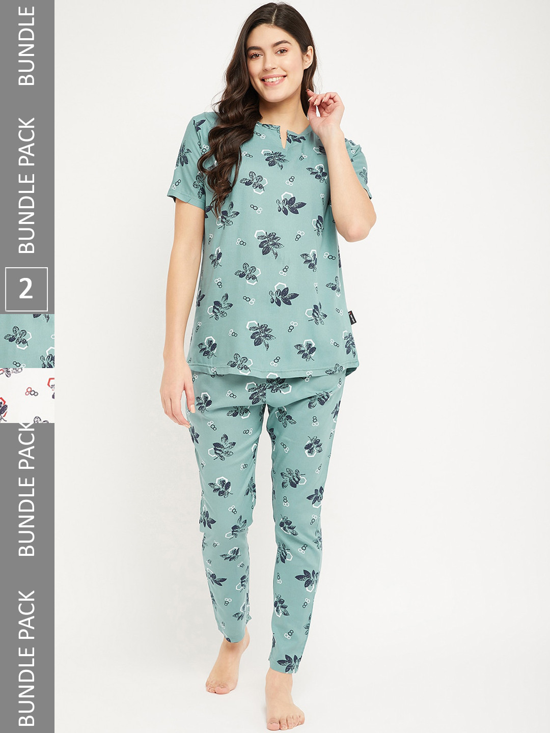 

FirstKrush Pack Of 2 Printed Pure Cotton Night suit, White