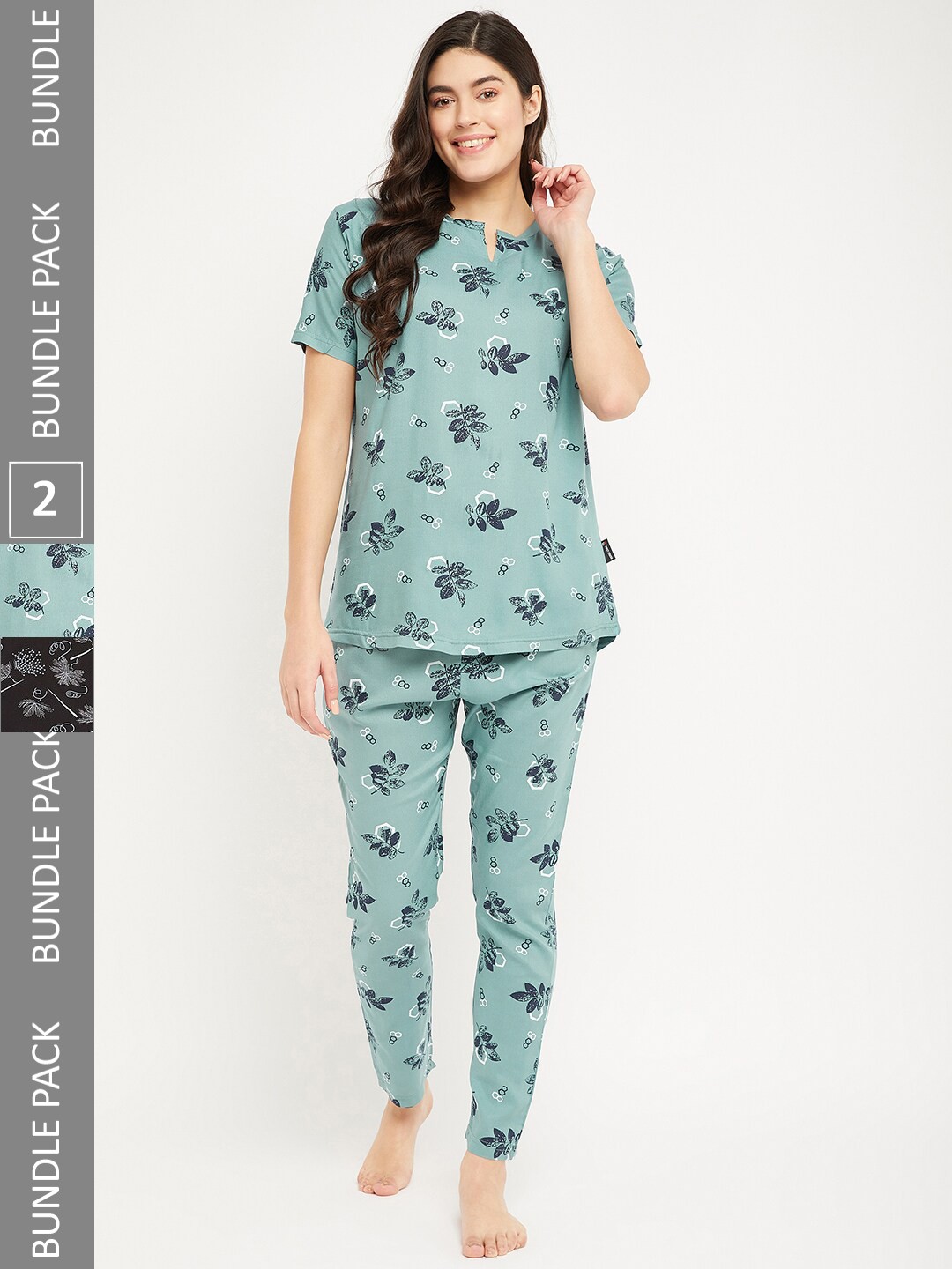

FirstKrush Pack Of 2 Printed Pure Cotton Night suit, Green