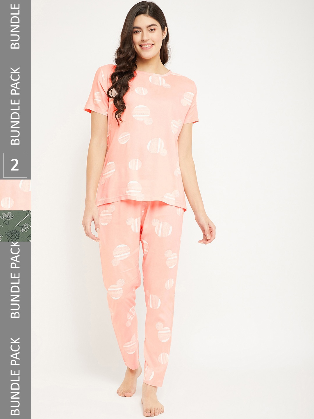 

FirstKrush Pack Of 2 Printed Cotton Night suit, Peach