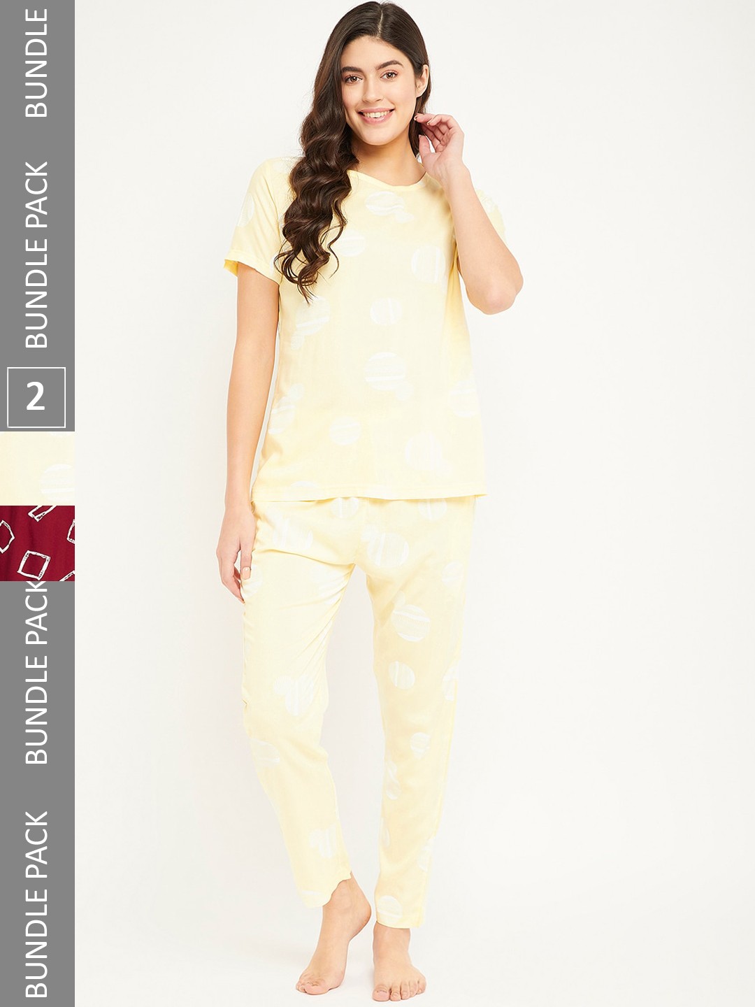 

FirstKrush Pack Of 2 Printed Pure Cotton Night suit, Yellow