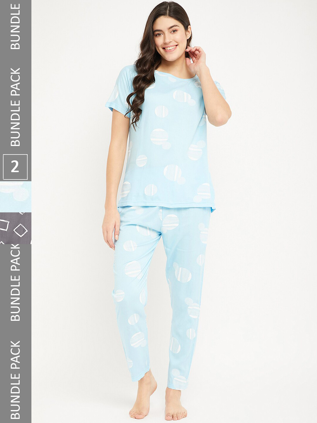 

FirstKrush Pack Of 2 Geometric Printed Pure Cotton Night Suit, Blue