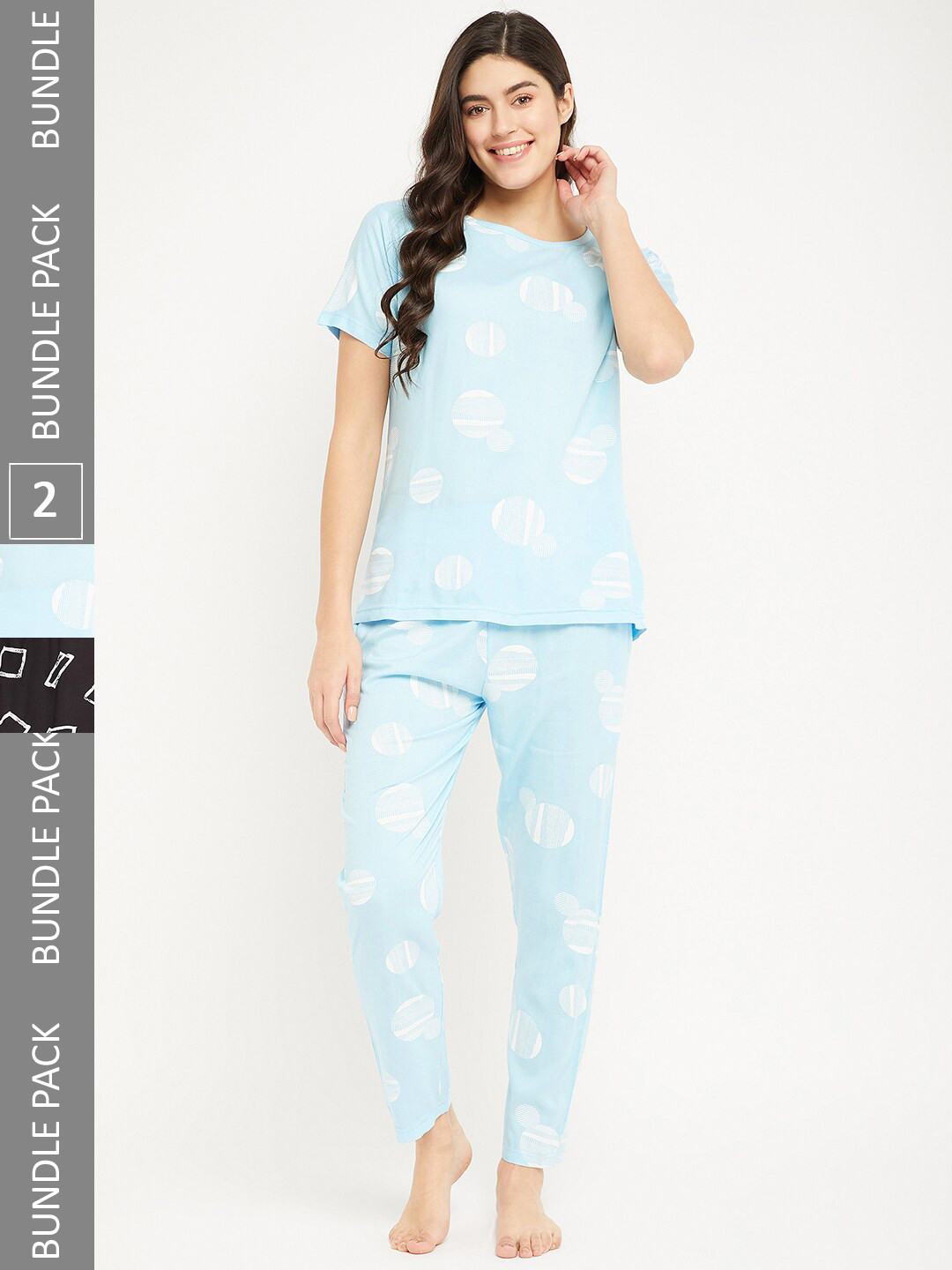 

FirstKrush Pack Of 2 Printed Pure Cotton Night suit, Turquoise blue