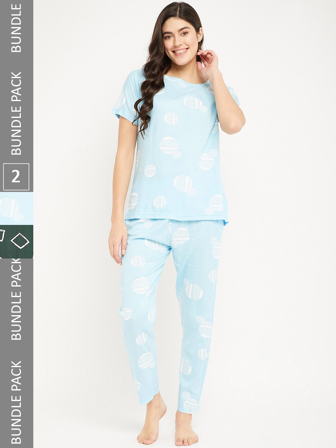 

FirstKrush Pack Of 2 Printed Pure Cotton Night suit, Turquoise blue
