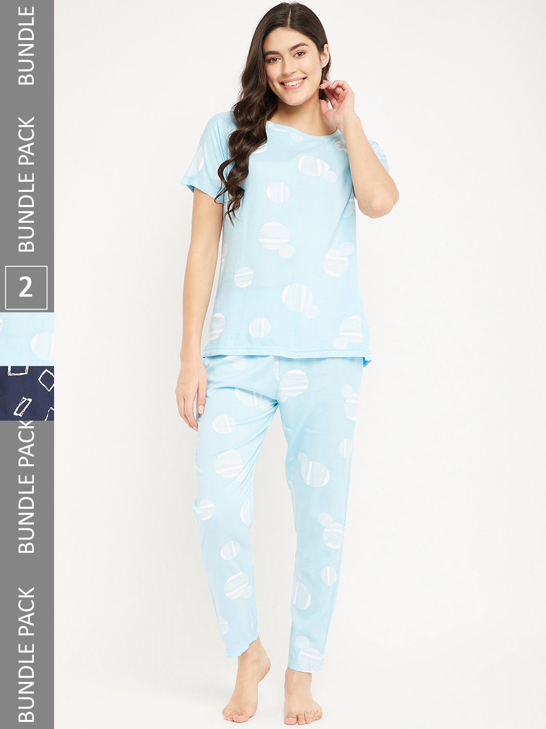 

FirstKrush Pack Of 2 Printed Pure Cotton Night suit, Turquoise blue