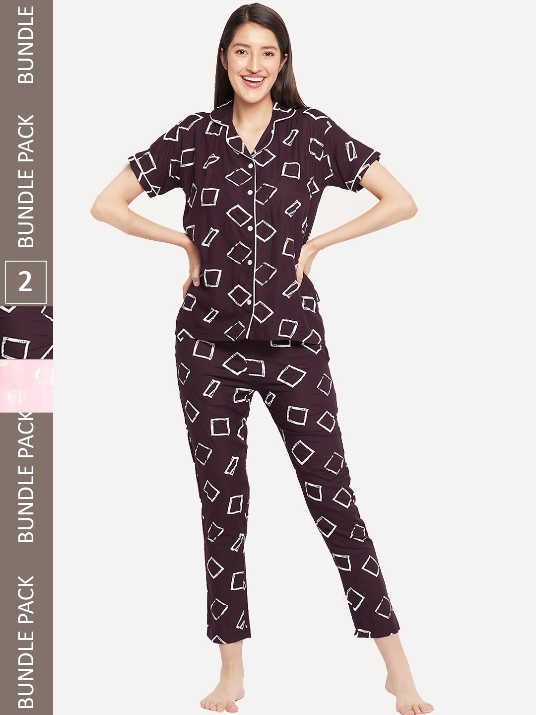 

FirstKrush Pack Of 2 Printed Cotton Night suit, Pink