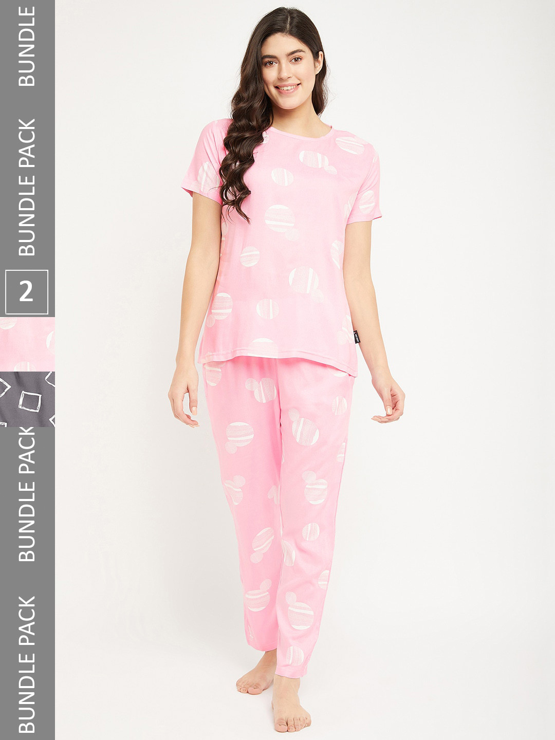 

FirstKrush Pack Of 2 Printed Cotton Night suit, Pink