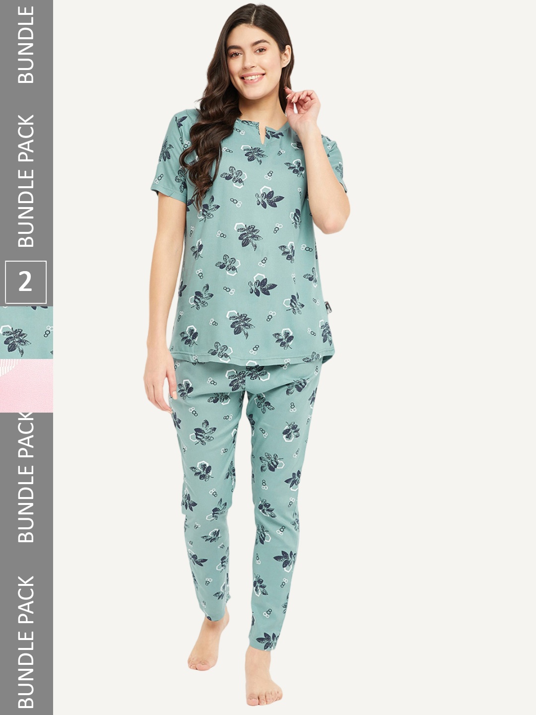 

FirstKrush Pack Of 2 Printed Cotton Night suit, Green