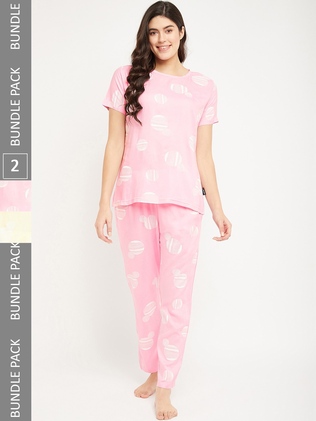 

FirstKrush Pack of 2 Geometric Printed Night suit, Pink
