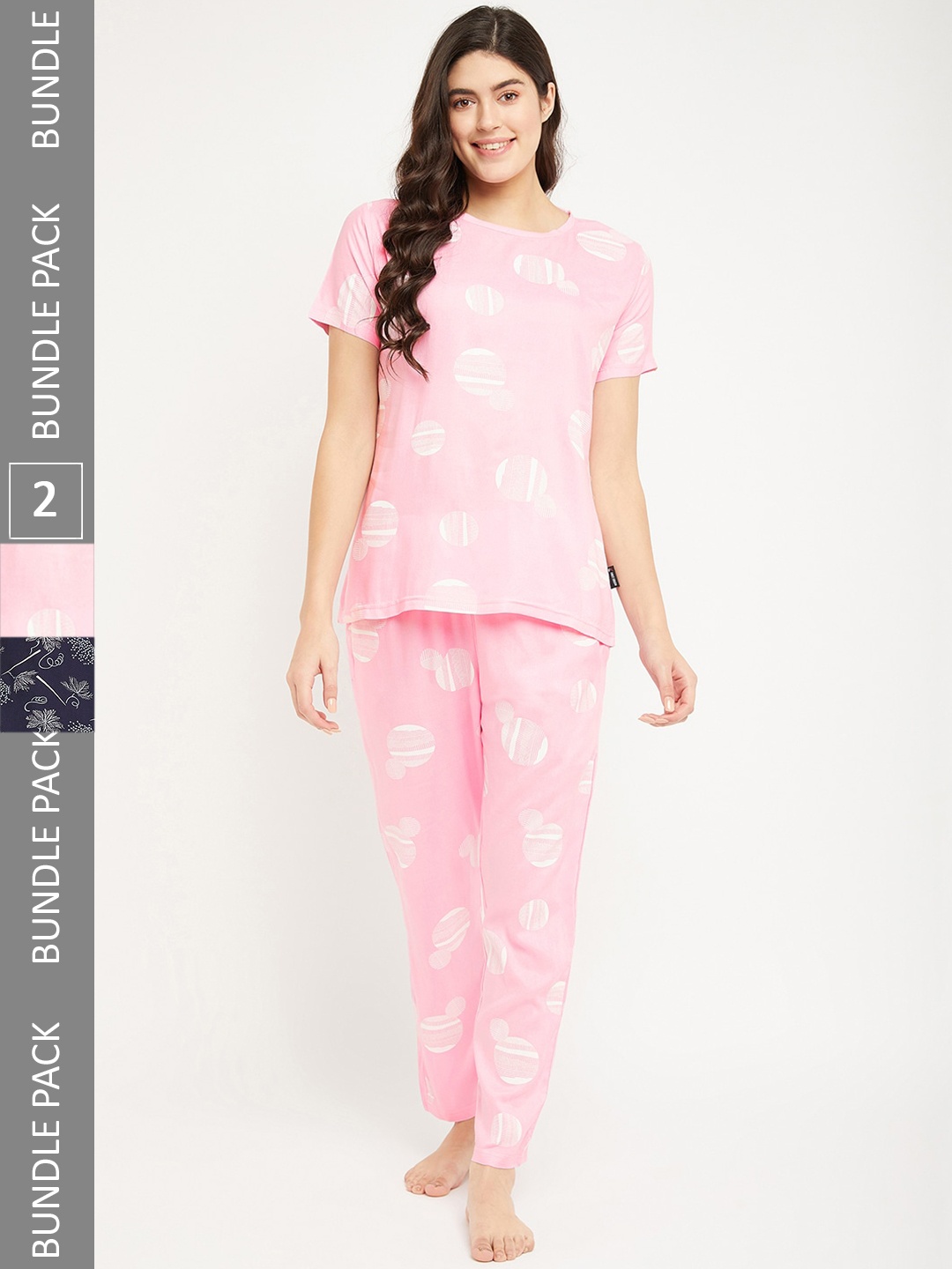 

FirstKrush Pack of 2 Floral Printed Night suit, Black