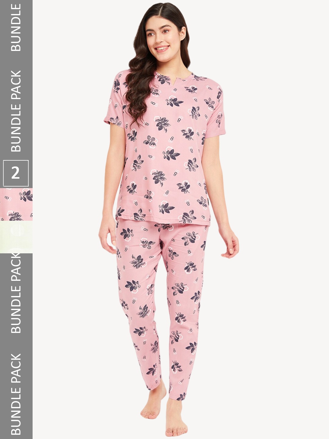 

FirstKrush Pack of 2 Floral Printed Night suit, Pink