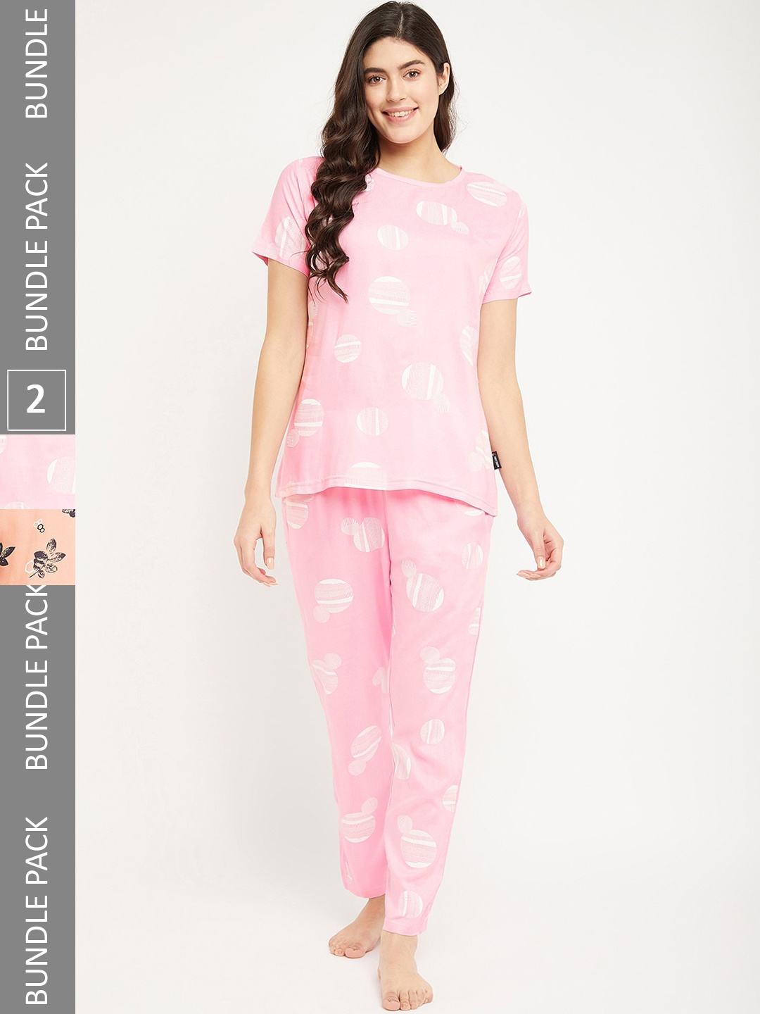 

FirstKrush Pack of 2 Floral Printed Night suit, Pink