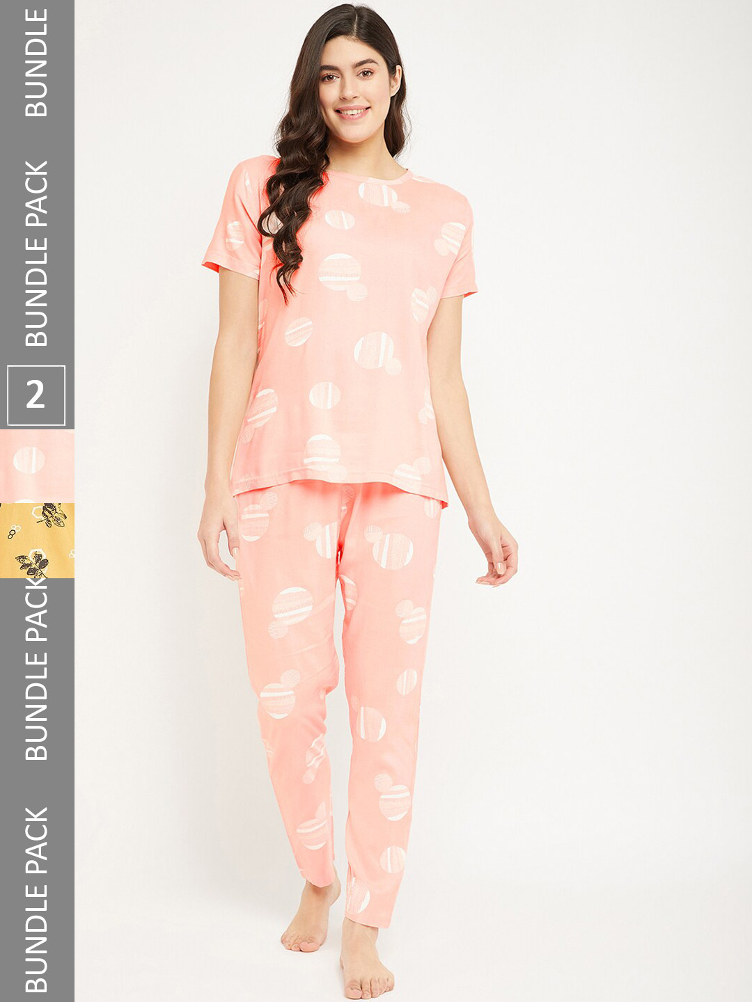 

FirstKrush Pack of 2 Floral Printed Night suit, Peach