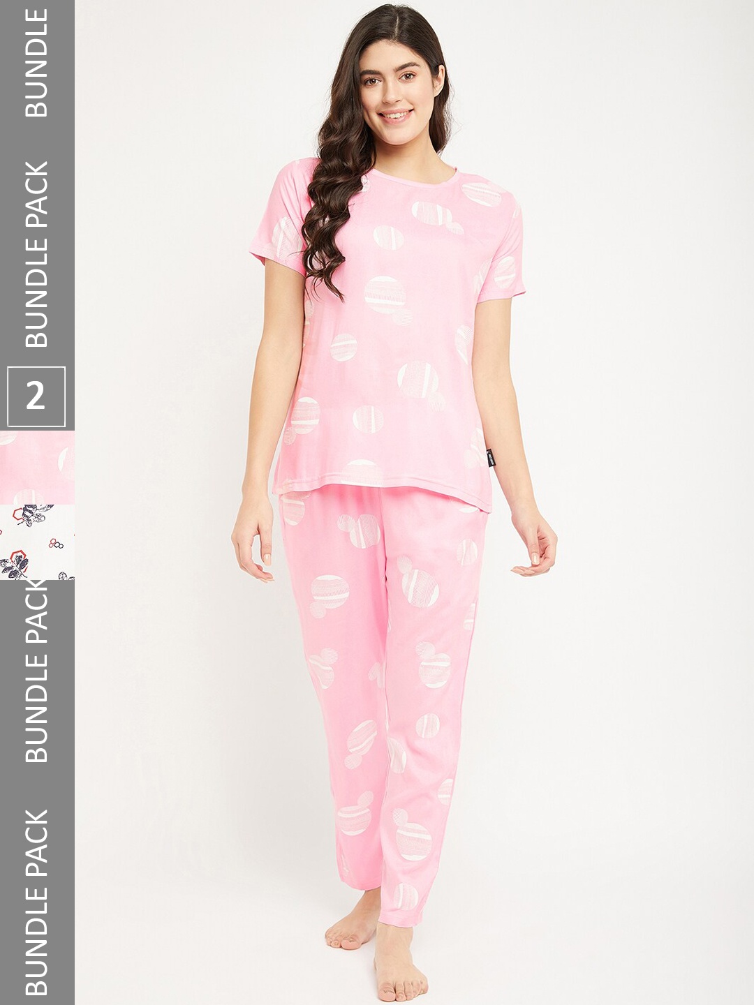 

FirstKrush Pack of 2 Floral Printed Night suit, Pink