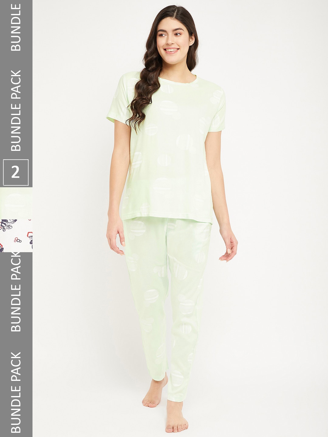 

FirstKrush Pack of 2 Floral Printed Night suit, Green