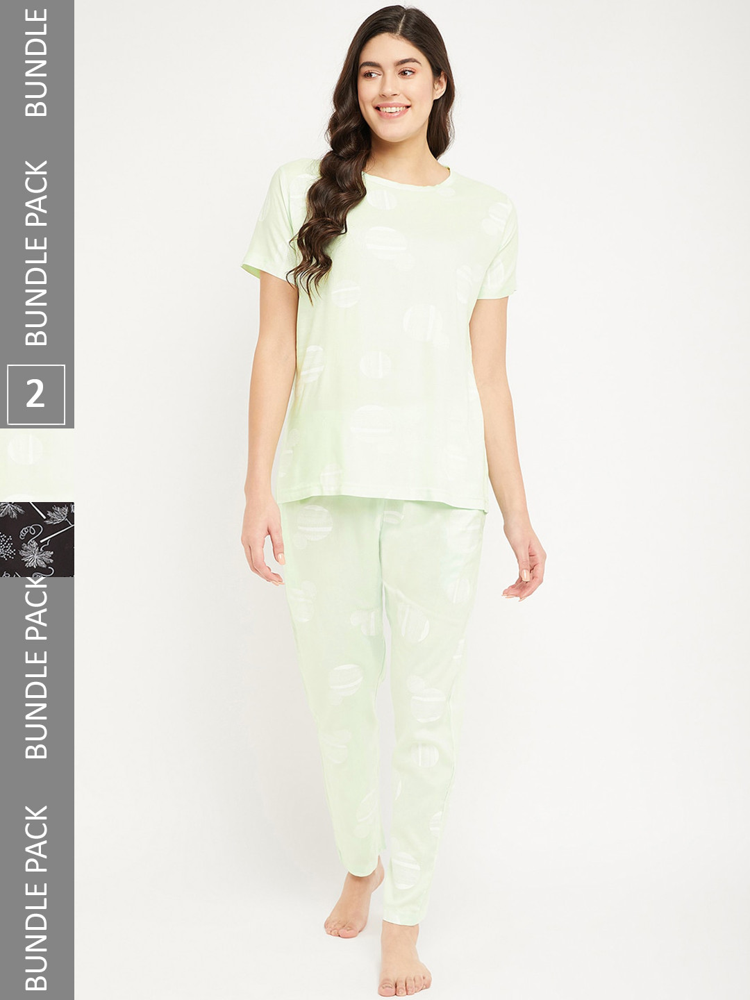

FirstKrush Pack Of 2 Printed Pure Cotton Night Suit, Lime green