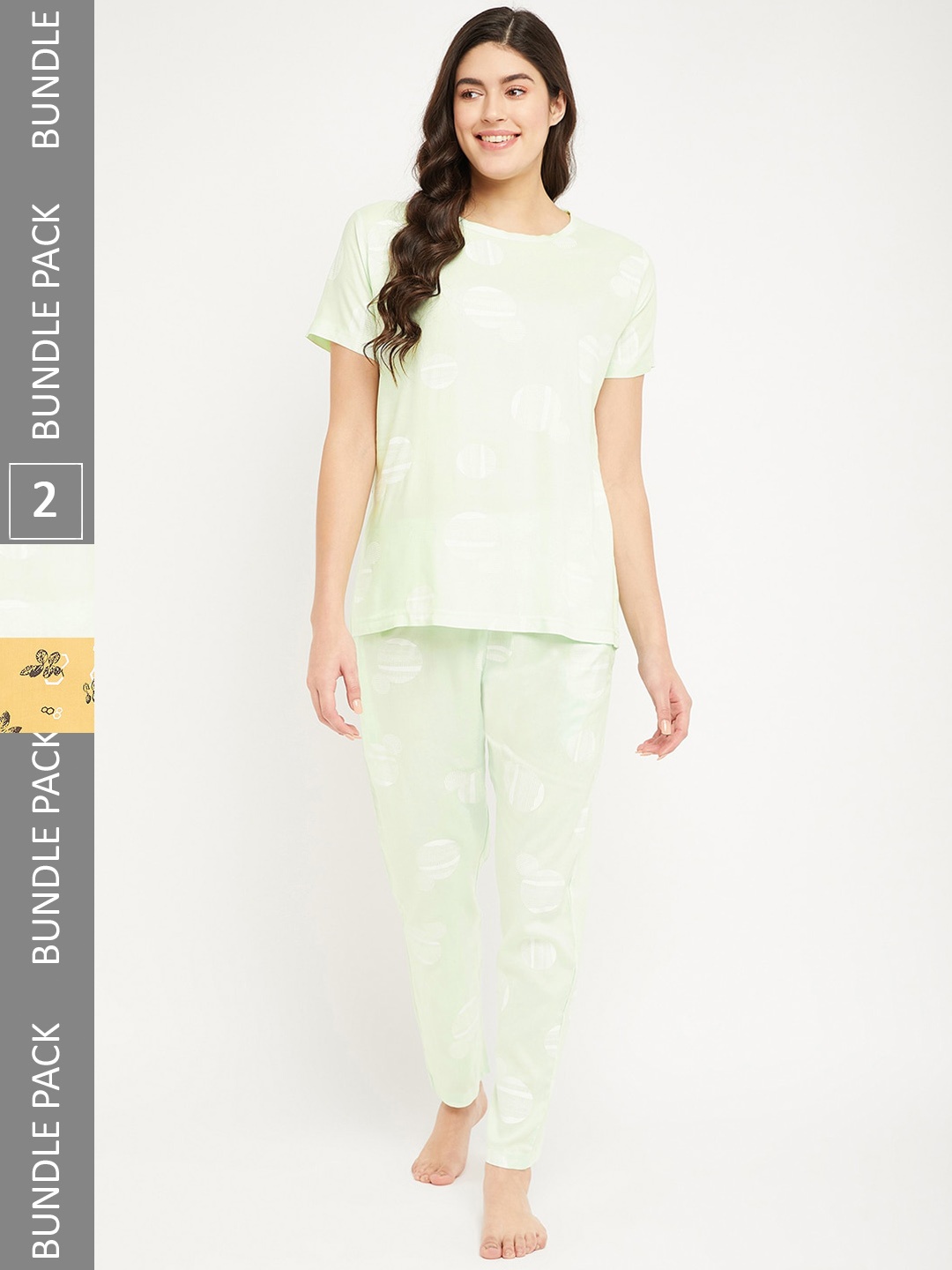 

FirstKrush Pack Of 2 Printed Pure Cotton Night Suit, Lime green