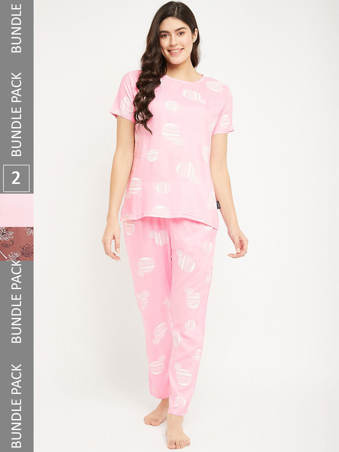 

FirstKrush Pack Of 2 Printed Pure Cotton Night Suit, Pink