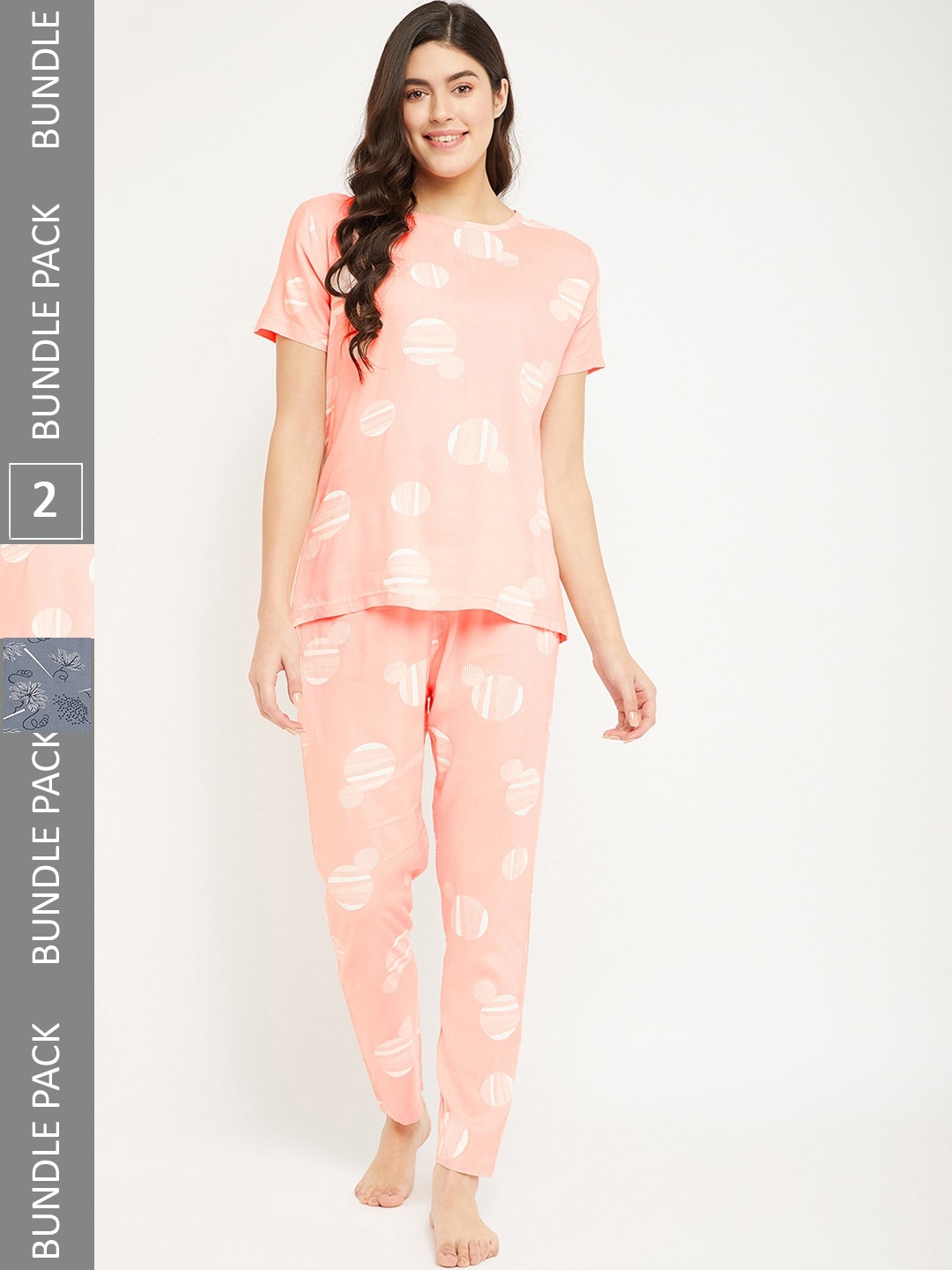 

FirstKrush Pack Of 2 Printed Pure Cotton Night Suit, Peach