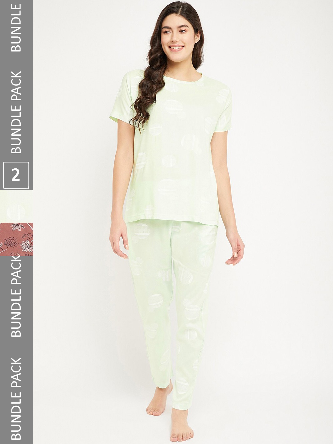 

FirstKrush Pack Of 2 Printed Pure Cotton Night Suit, Lime green