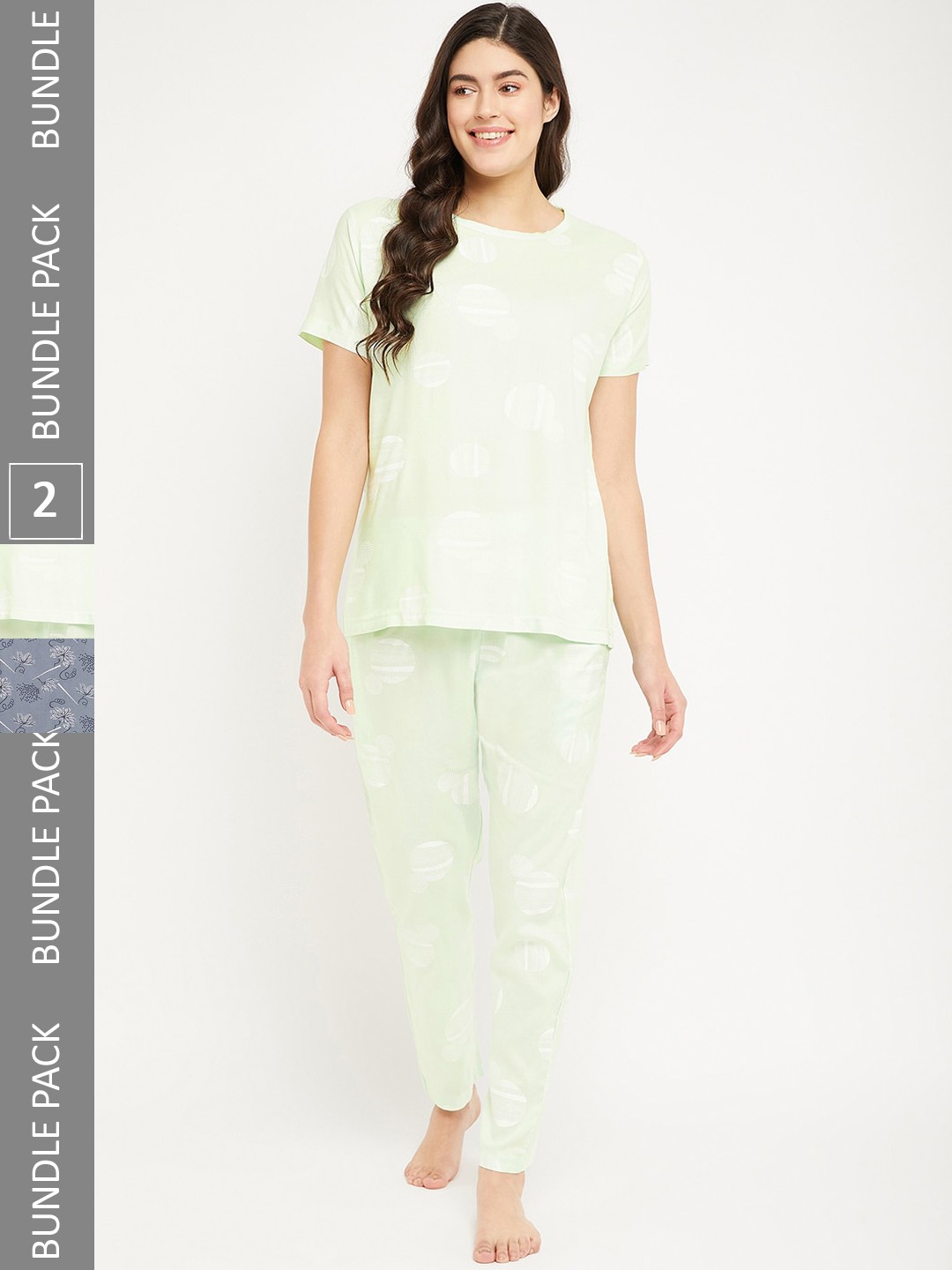 

FirstKrush Pack Of 2 Printed Pure Cotton Night Suit, Lime green