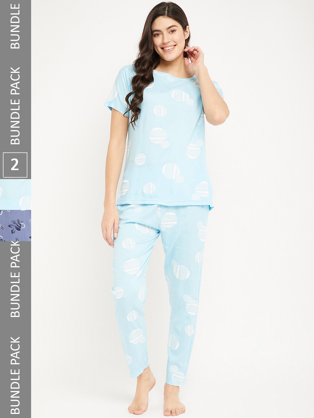 

FirstKrush Pack Of 2 Printed Pure Cotton T-Shirt with Trousers, Turquoise blue