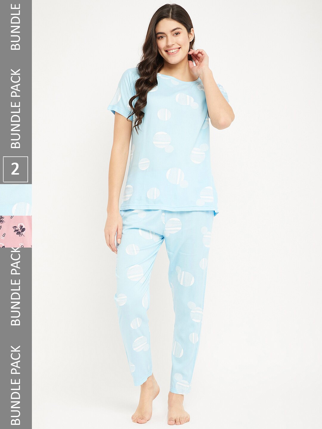 

FirstKrush Pack Of 2 Printed Pure Cotton T-Shirt with Trousers, Turquoise blue