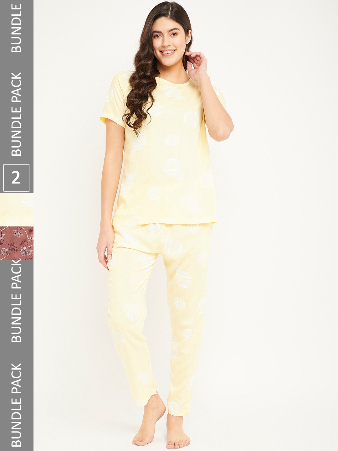 

FirstKrush Pack Of 2 Printed Pure Cotton Night suit, Yellow