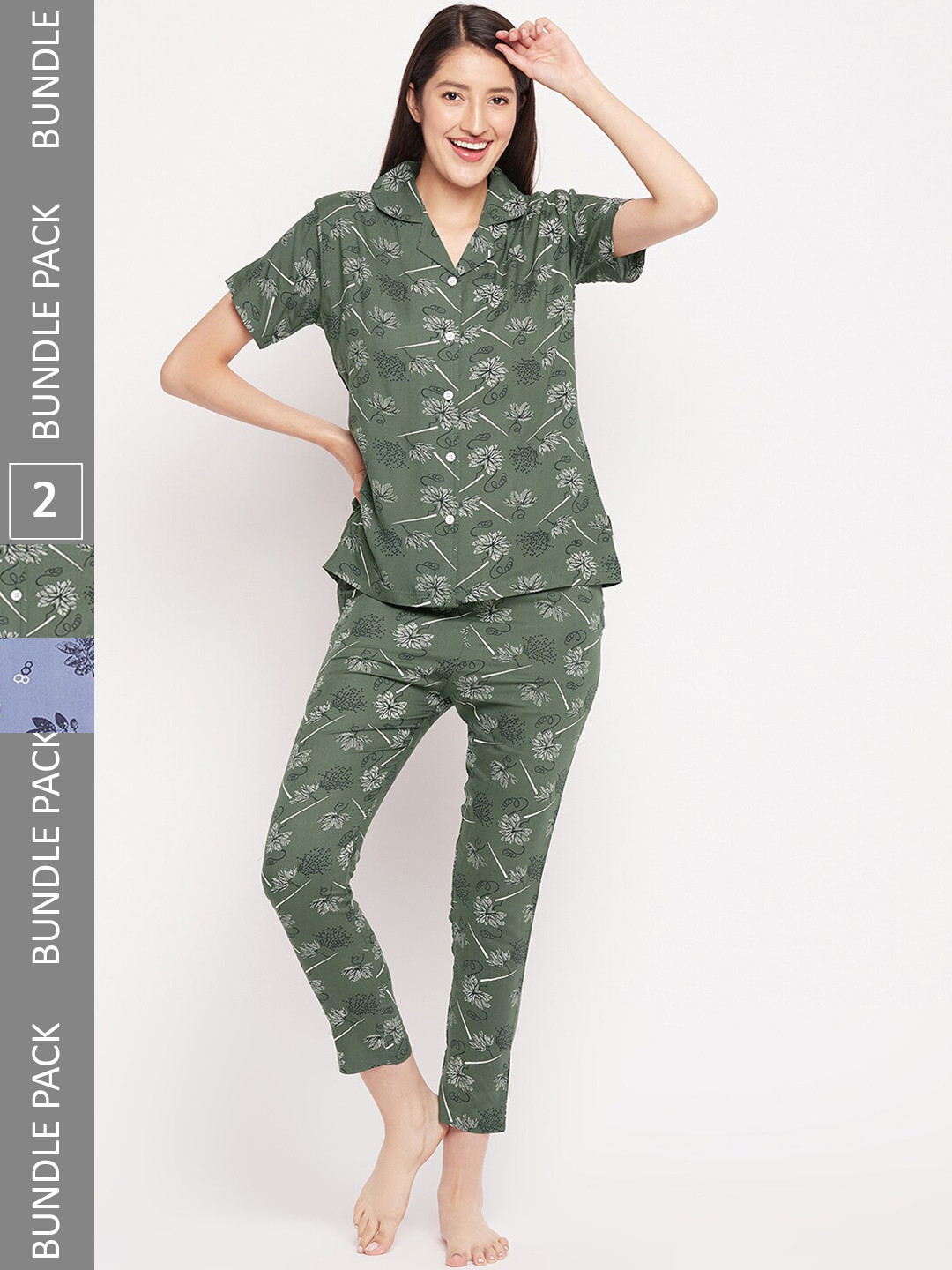

FirstKrush Pack Of 2 Printed Pure Cotton Night suit, Green