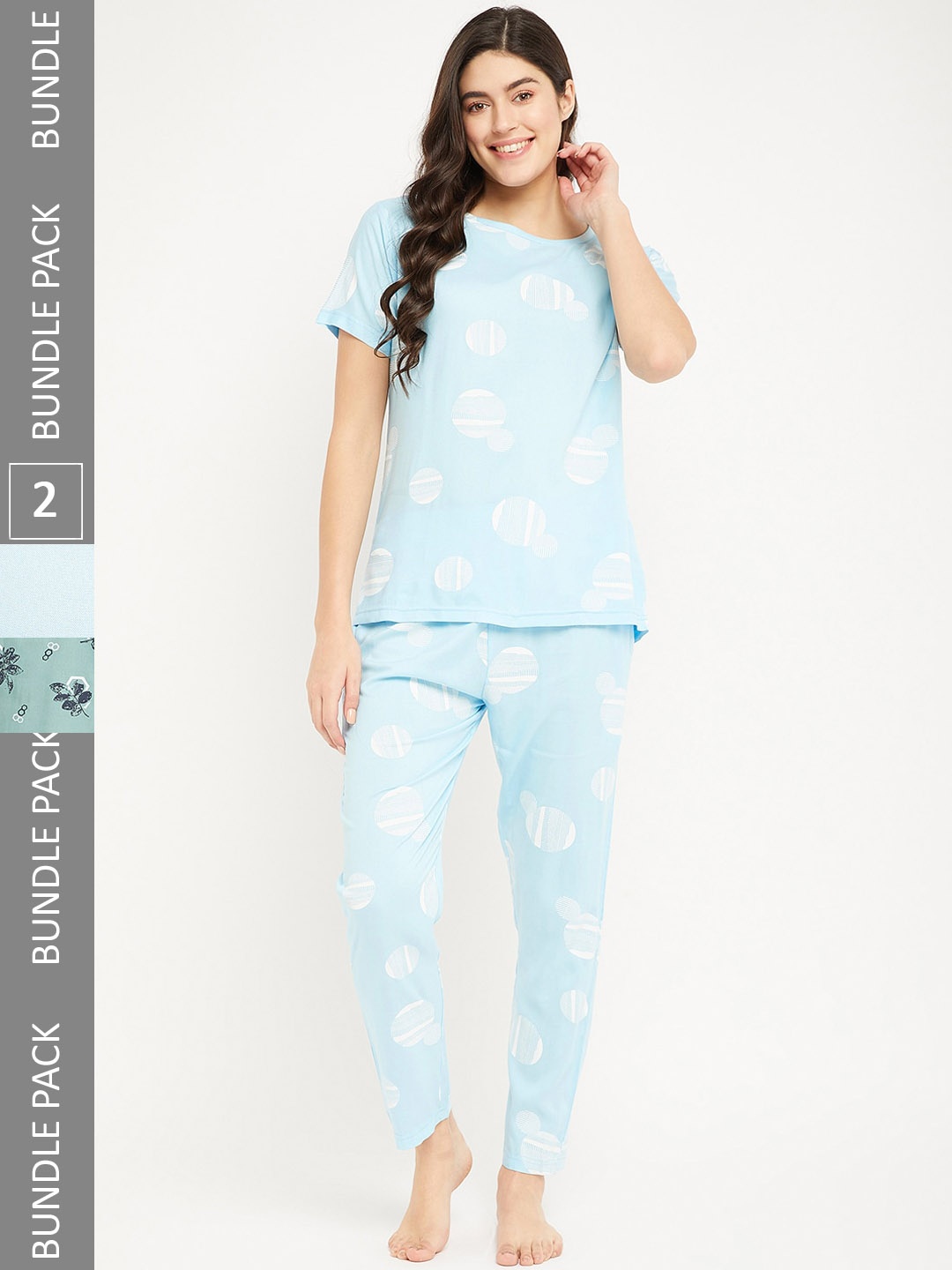 

FirstKrush Pack Of 2 Printed Pure Cotton T-Shirt with Trousers, Turquoise blue