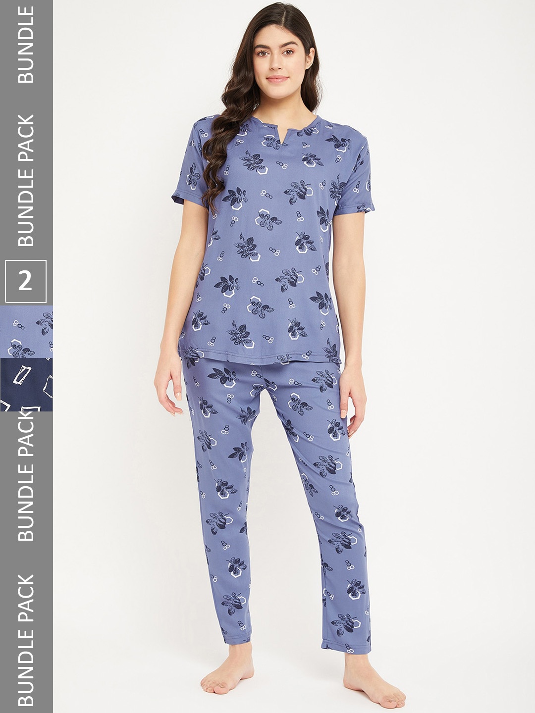 

FirstKrush Pack Of 2 Printed Pure Cotton Night suit, Grey
