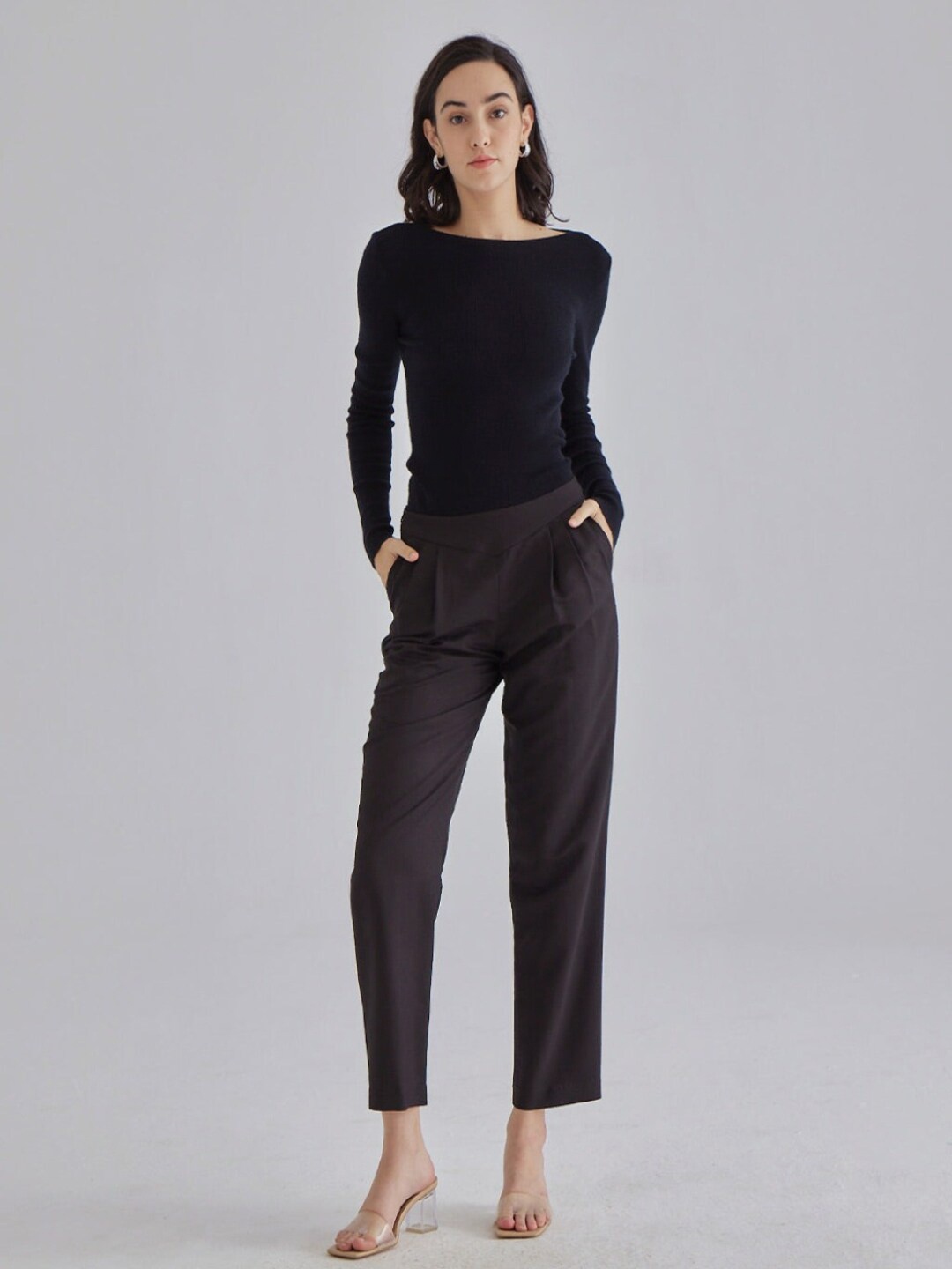 

Styched Long Sleeves Regular Top, Black