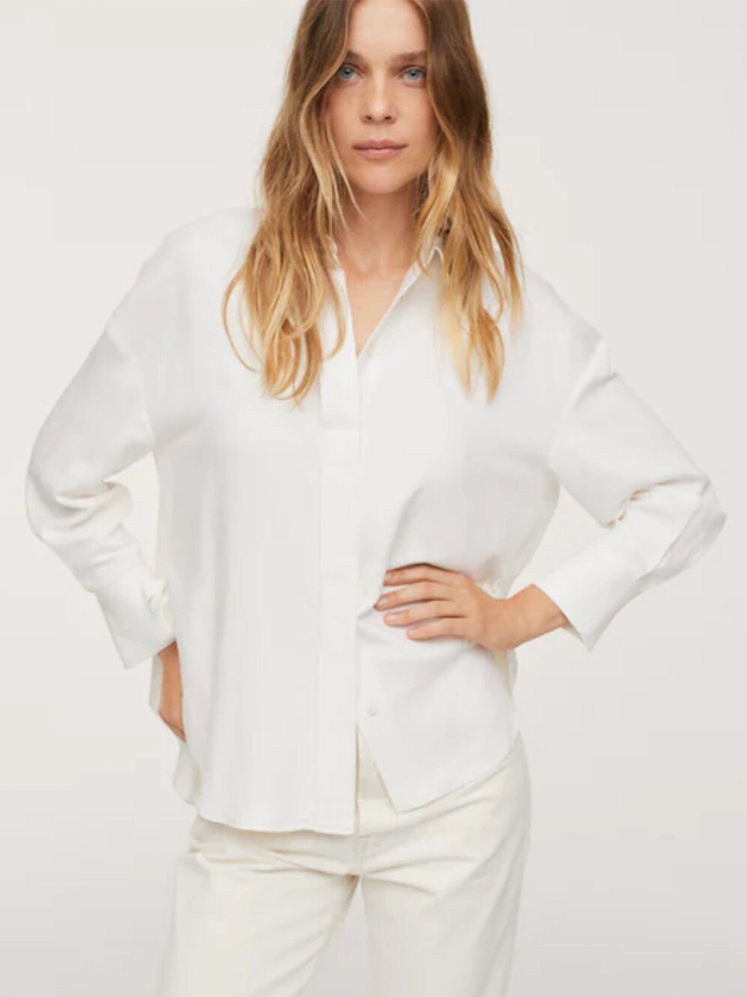 

Styched Spread Collar Casual Shirt, White