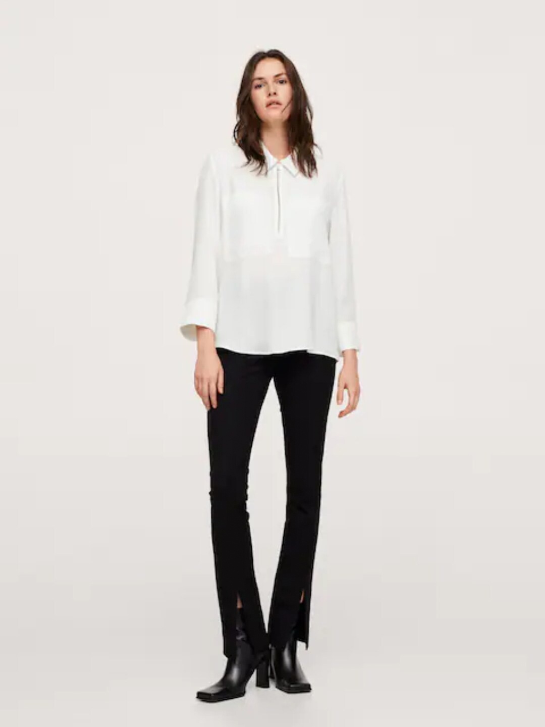 

Styched Shirt Style Top, White