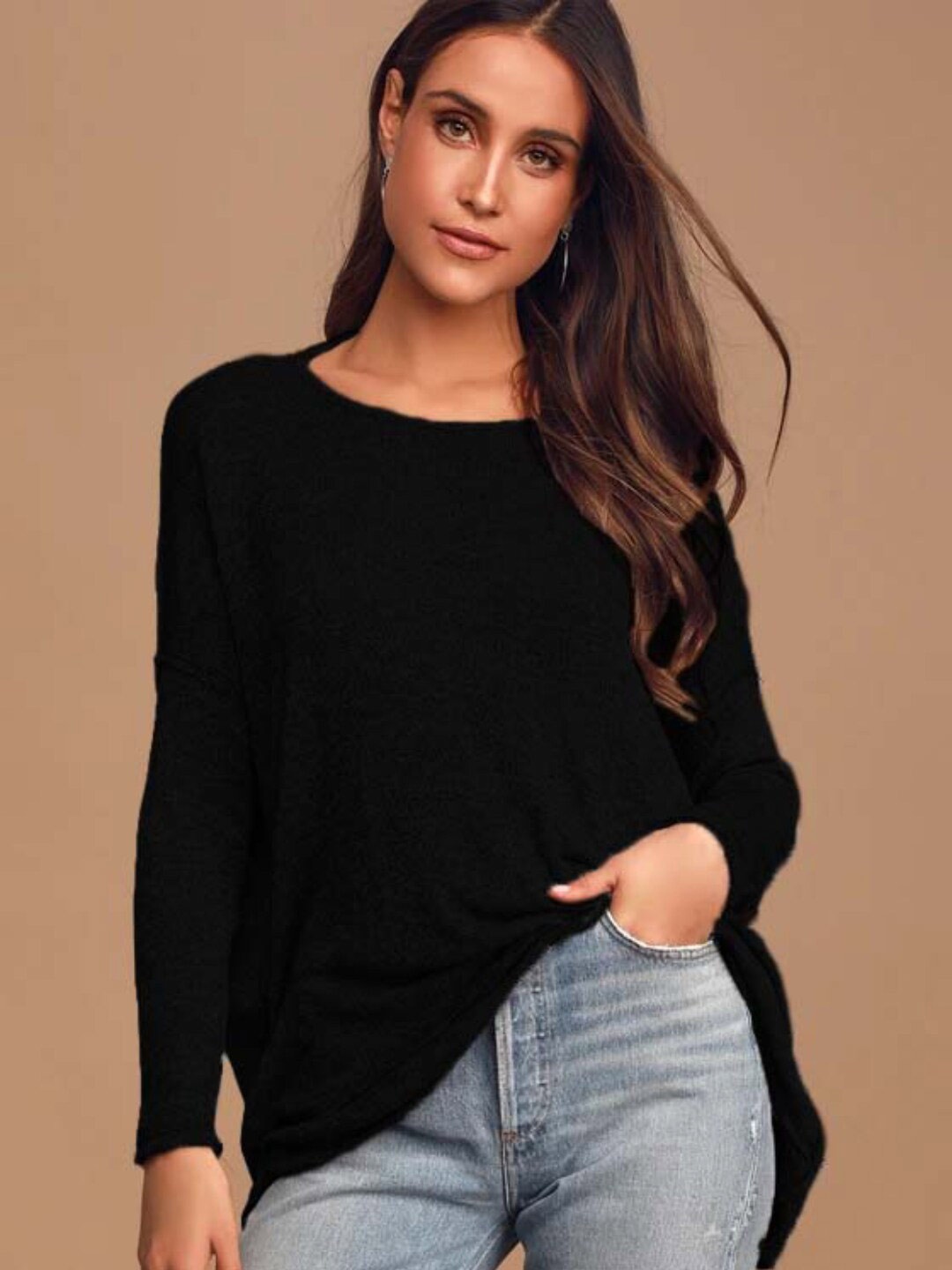 

Styched Boat Neck Twisted Detail Styled Back Top, Black