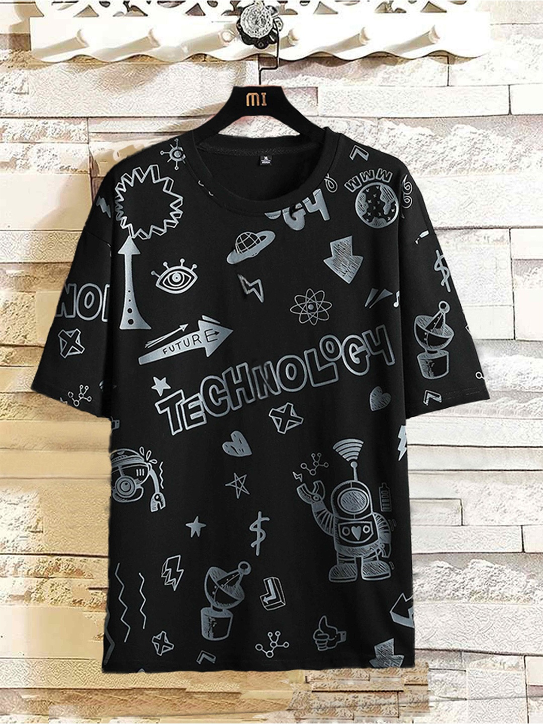 

Try This Conversational Printed Cotton T-shirt, Black