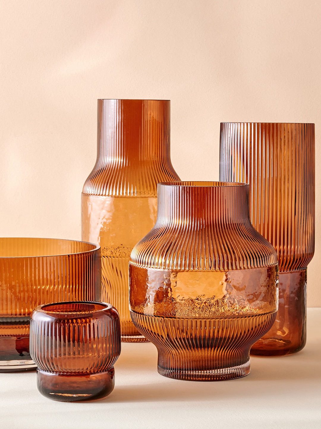

Home Centre Brown Textured Glass Vase