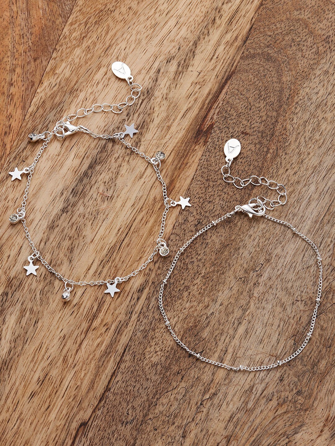 

Accessorize Set Of 2 Silver-Plated Star & Disc Anklets