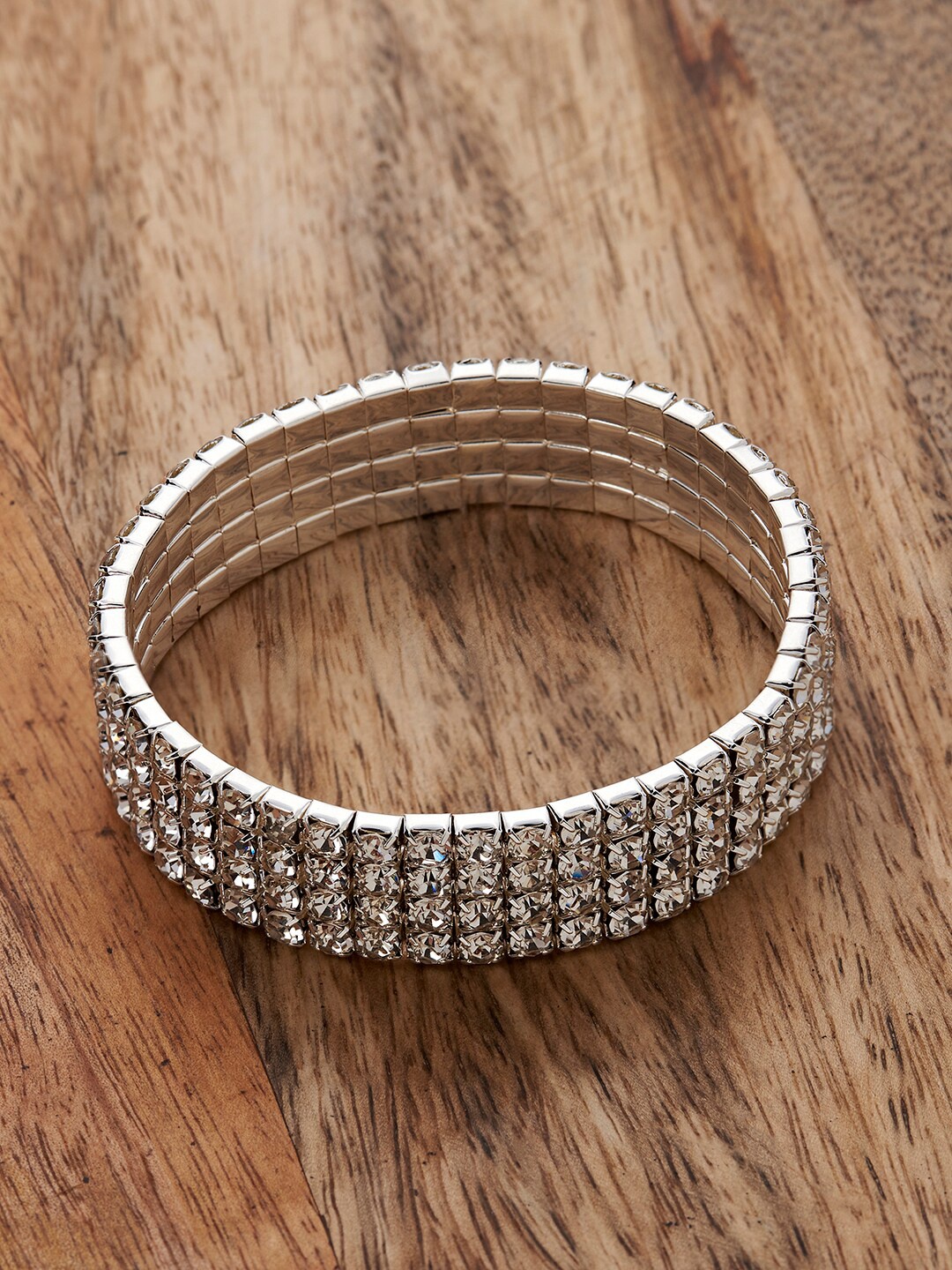 

Accessorize Women Silver-Plated Crystals Bangle-Style Bracelet