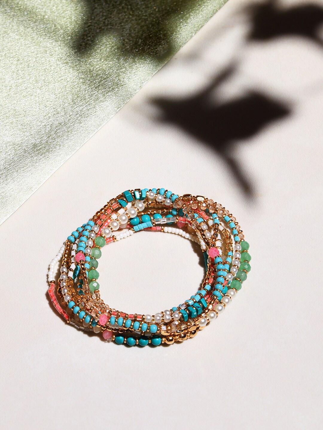 

Accessorize Women Set Of 10 Beaded Bracelets, Gold